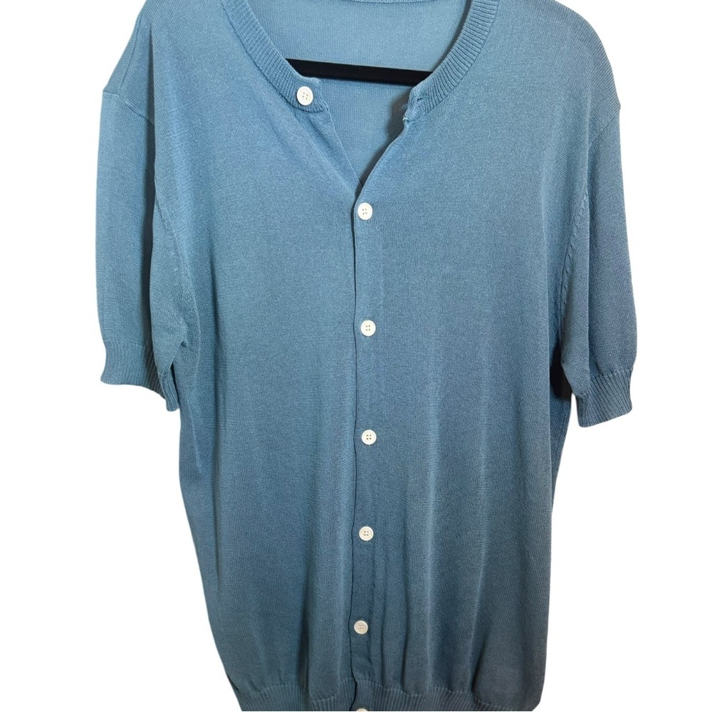 Manfinity Large Blue Casual Button Down Shirt Rel… - image 3